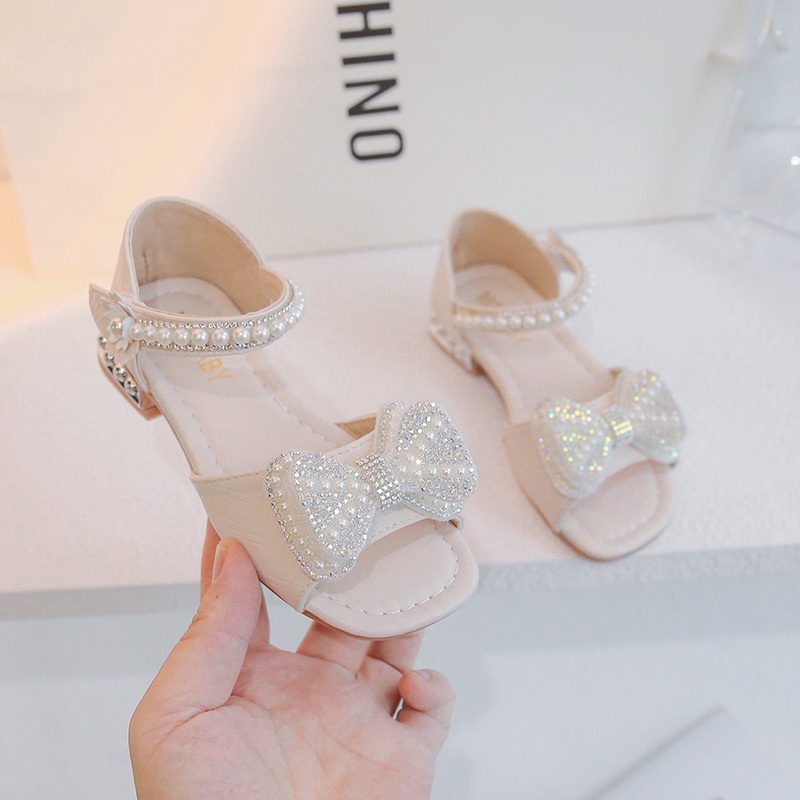 Giày Sandal Đế Mềm Hở Ngón Đính Nơ Phong Cách Công Chúa Thời Trang Mùa Hè 2023 Cho Bé Gái