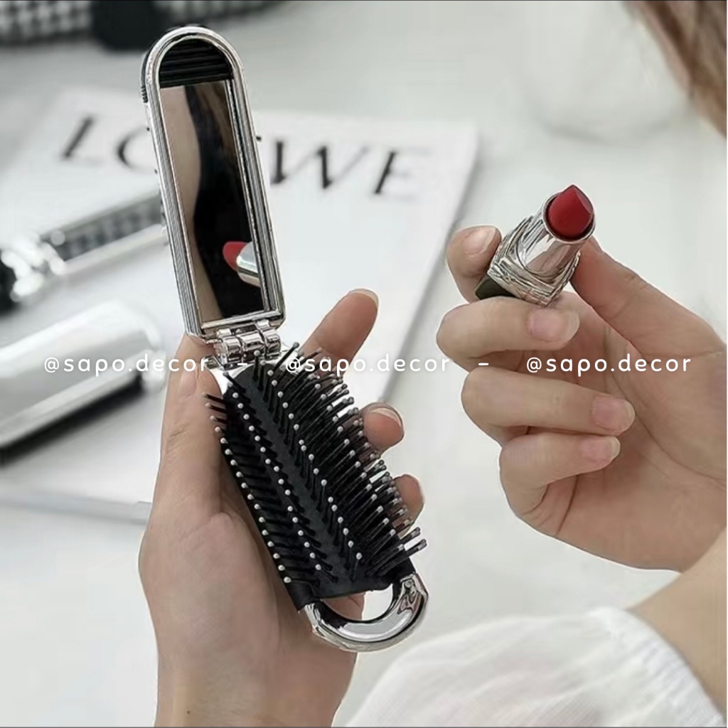 Lược gương gấp gọn tặng kèm charm nơ - Sapo Decor 209