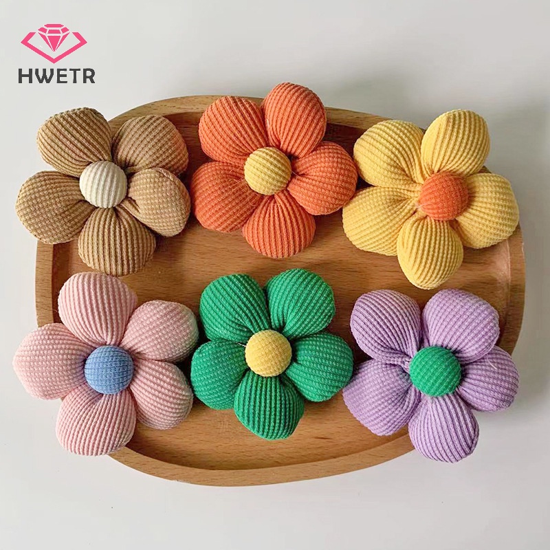 Hwetr Miếng Đệm Hình Hoa Bằng Vải Màu Dễ Thương Dùng Để Trang Trí Tóc / Kẹp Tóc diy Mới