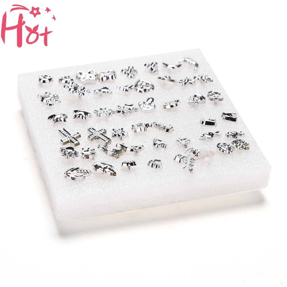 Set 24 Đôi Khuyên Tai Nhựa Mạ Bạc Thời Trang vn