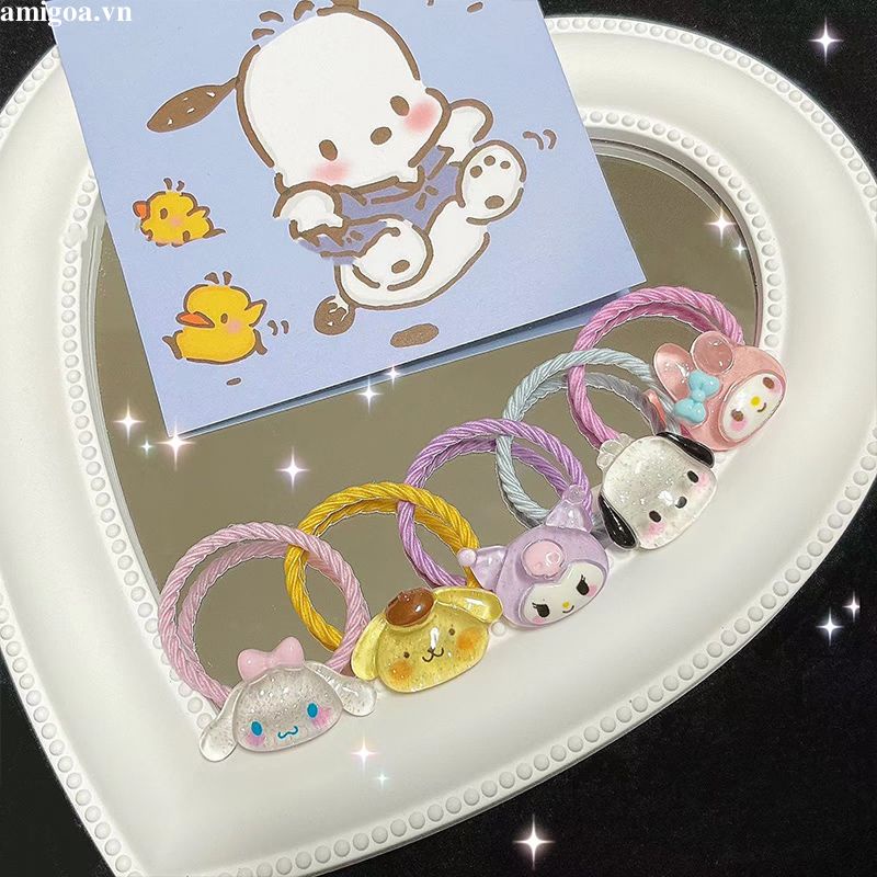 ✨✨Dây Cột Tóc sanrio Cao Su Mỏng Co Giãn Họa Tiết Hoạt Hình