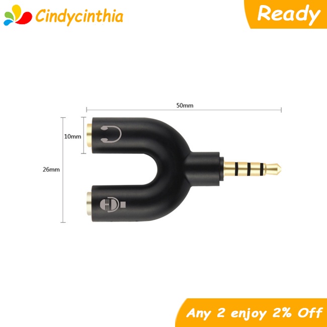 Cici Đầu Chia Cổng Âm Thanh 3.5mm 1 Sang 2 Hình Chữ u Cho Điện Thoại