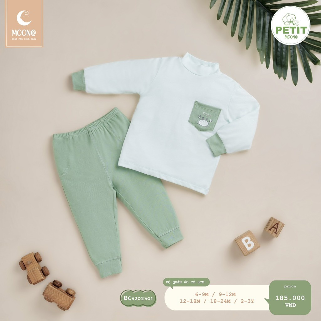 Bộ Moon dài tay giữ nhiệt cao cổ cho bé trai bé gái