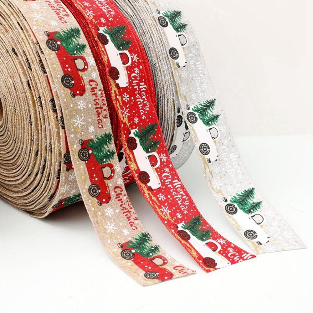 Cuộn Dây Ruy Băng Họa Tiết Xe Hơi Giáng Sinh Cổ Điển Viền Có Dây Dùng Gói Quà diy