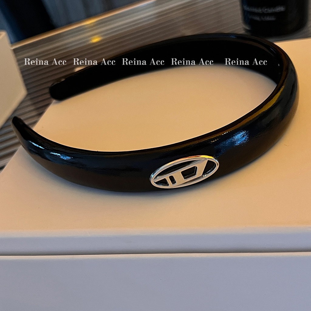 Băng Đô Da Bản Rộng Màu Đen Thời Trang Mới 2023