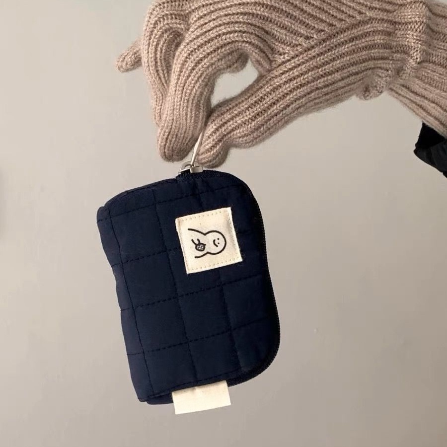 Ví Đựng Tiền Xu Màu Trơn Họa Tiết Caro Dễ Thương