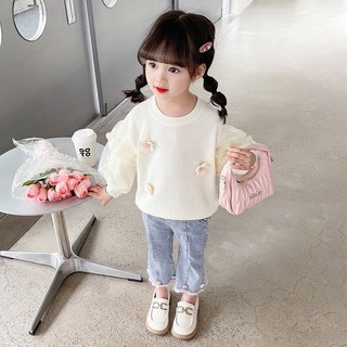 Áo vệ sinh cô gái mới quần áo trẻ em em bé áo sơ mi dài tay áo trẻ em áo công chúa