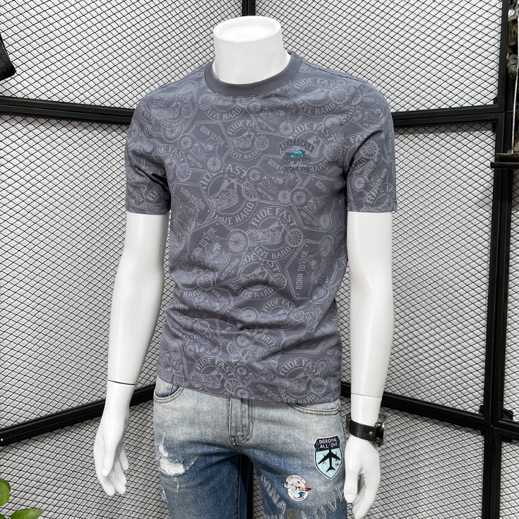 Hàng Có Sẵn!Áo Thun cotton Tay Ngắn Dáng Ôm Thêu Họa Tiết Trẻ Trung Thời Trang Cao Cấp Cho Nam 2023