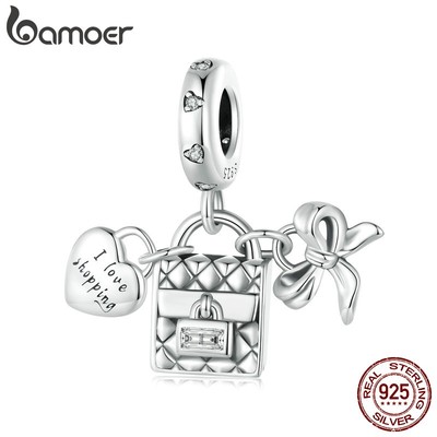 Bamoer Mặt Dây Chuyền Bạc 925 Hình Túi Mua Sắm Thời Trang