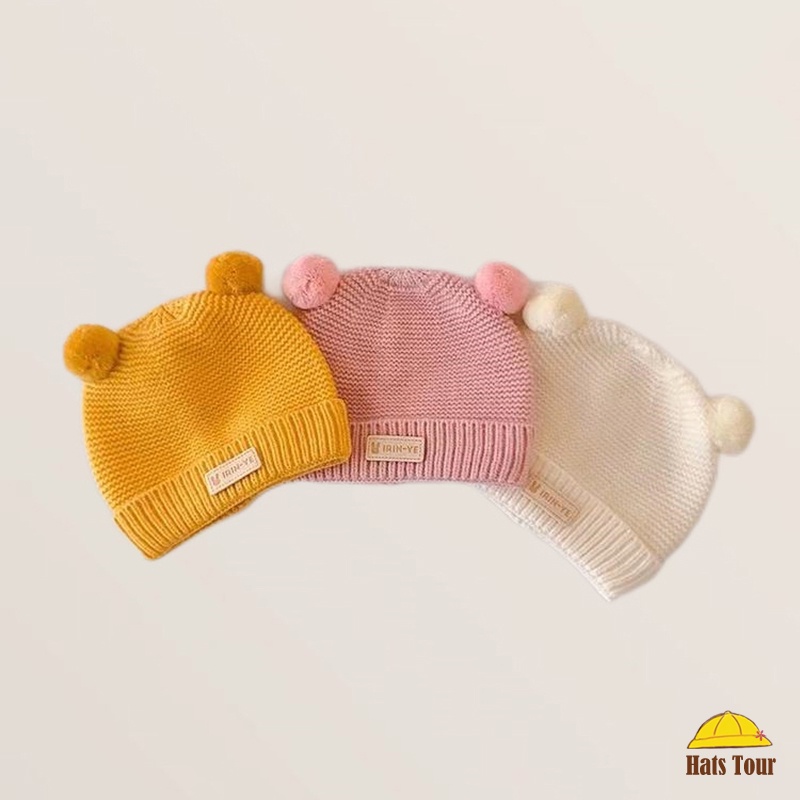 Mũ Len beanie Màu Trơn Dễ Thương Cho Bé 2-15 Tháng Tuổi