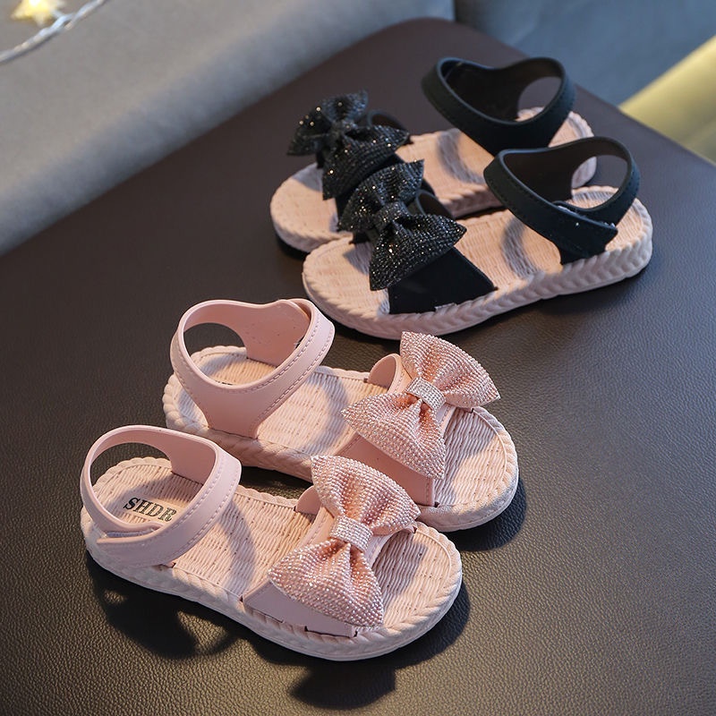 Giày Sandal Đế Mềm Đính Nơ Phong Cách Hàn Quốc Cho Bé Gái