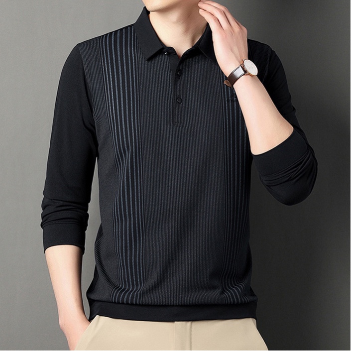 Áo Thun polo Dài Tay Họa Tiết Sọc Ngang Thời Trang Dành Cho Nam