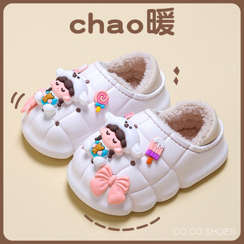 Dép Bông Đi Trong Nhà Chống Thấm Nước Thời Trang Mùa Đông Cho Bé Dễ Thương
