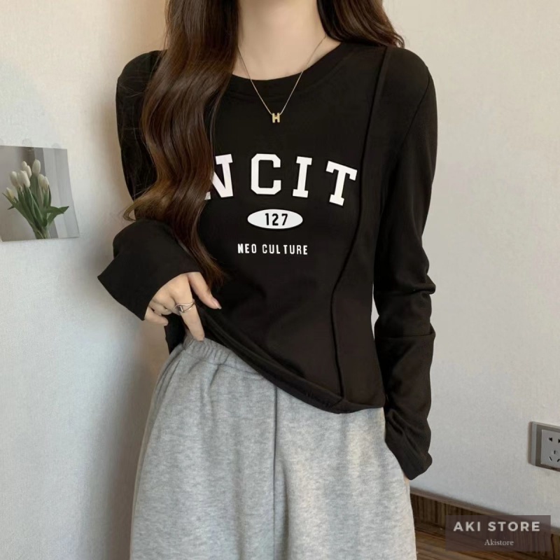 Áo Thun Dài Tay In Chữ Phong Cách Trẻ Trung Cá Tính Dành Cho Nữ