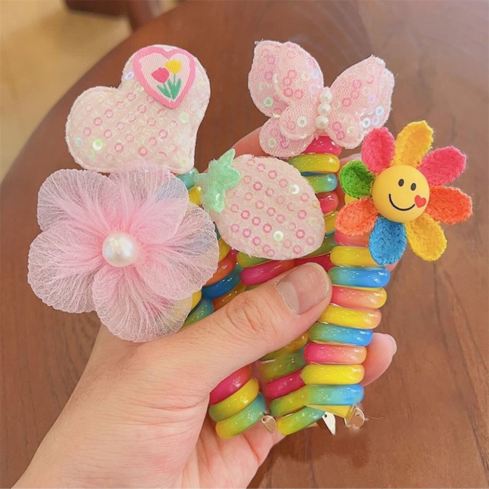 Set 2 Dây Cột Tóc Lò Xo Co Giãn Nhiều Màu Sắc Cho Bé