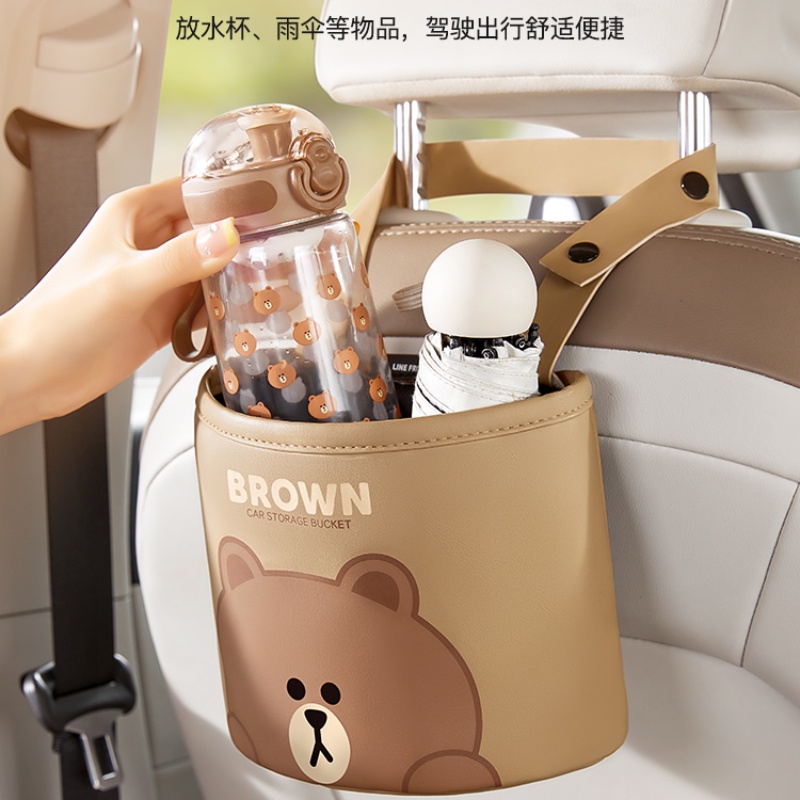 Line friends Túi Đựng Rác Đa Năng Họa Tiết Hoạt Hình Gắn Phía Trước Ghế Ngồi Xe Hơi