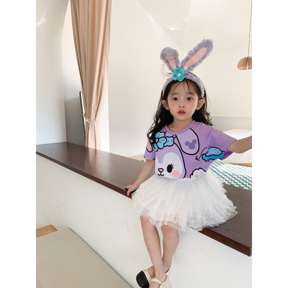 90-140cm Mùa hè Phong cách mới cho bé trai bé gái Áo ngắn tay Quần áo trẻ em Hoạt hình dễ thương Áo thun in họa tiết lớn dáng rộng hợp thời trang