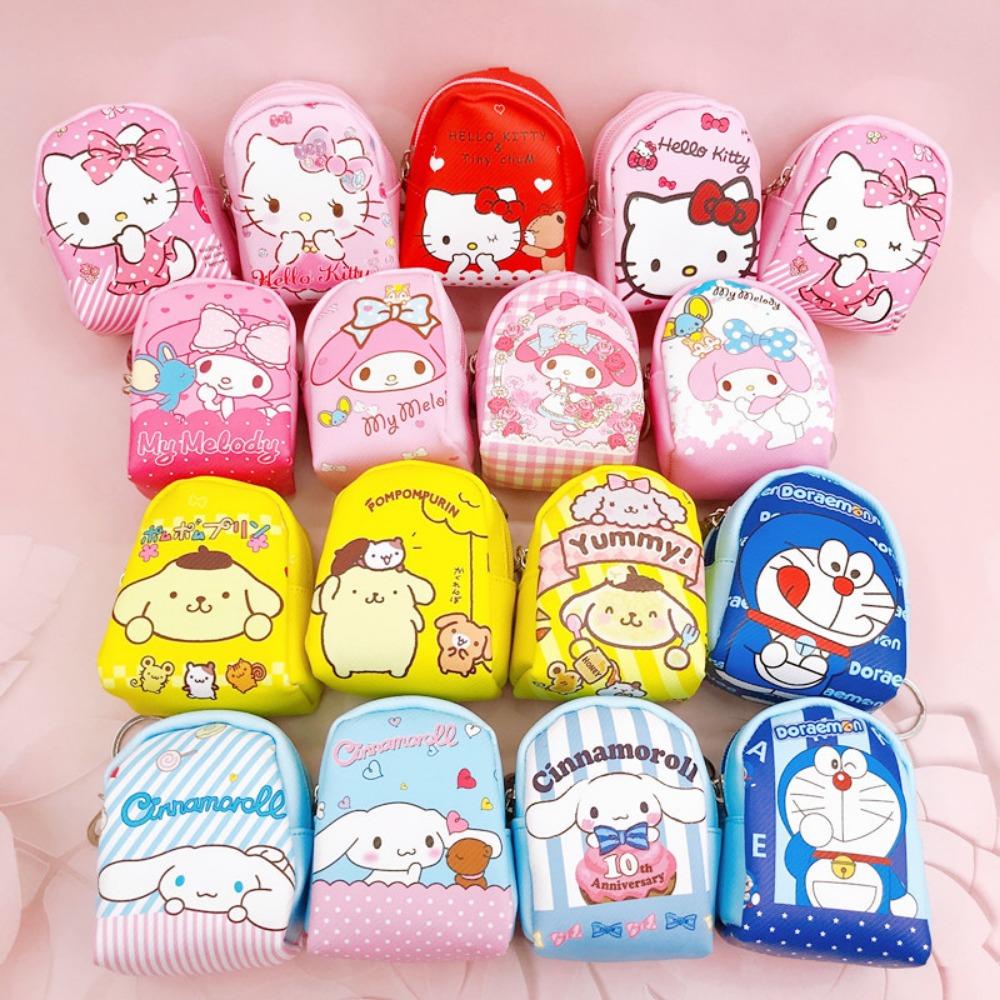 Ví Đựng Tiền Xu mini Bằng pu Hình Ba Lô doraemon / Kumamon Xinh Xắn Cho Bé Gái