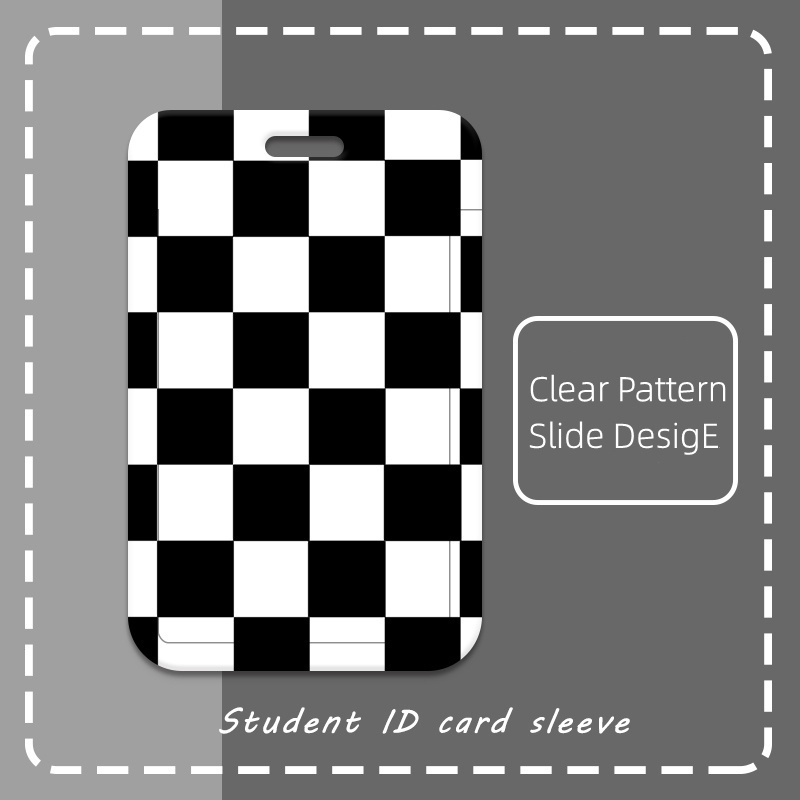 Hoạt Hình Bao Đựng Thẻ Họa Tiết Ca Rô Xinh Xắn Dành Cho Học Sinh