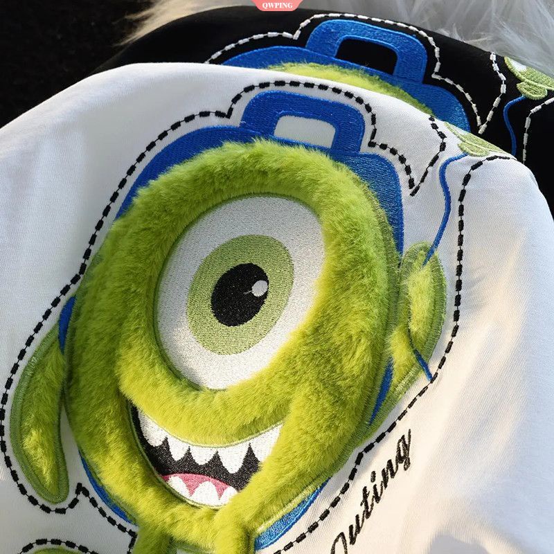 Áo Thun Tay Ngắn Cổ Tròn Dáng Rộng Thêu Hoạt Hình mike Thời Trang Cho Nữ