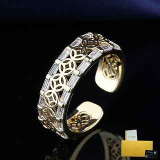 Nhẫn mạ vàng 18k đính kim cương trắng sang trọng thời trang