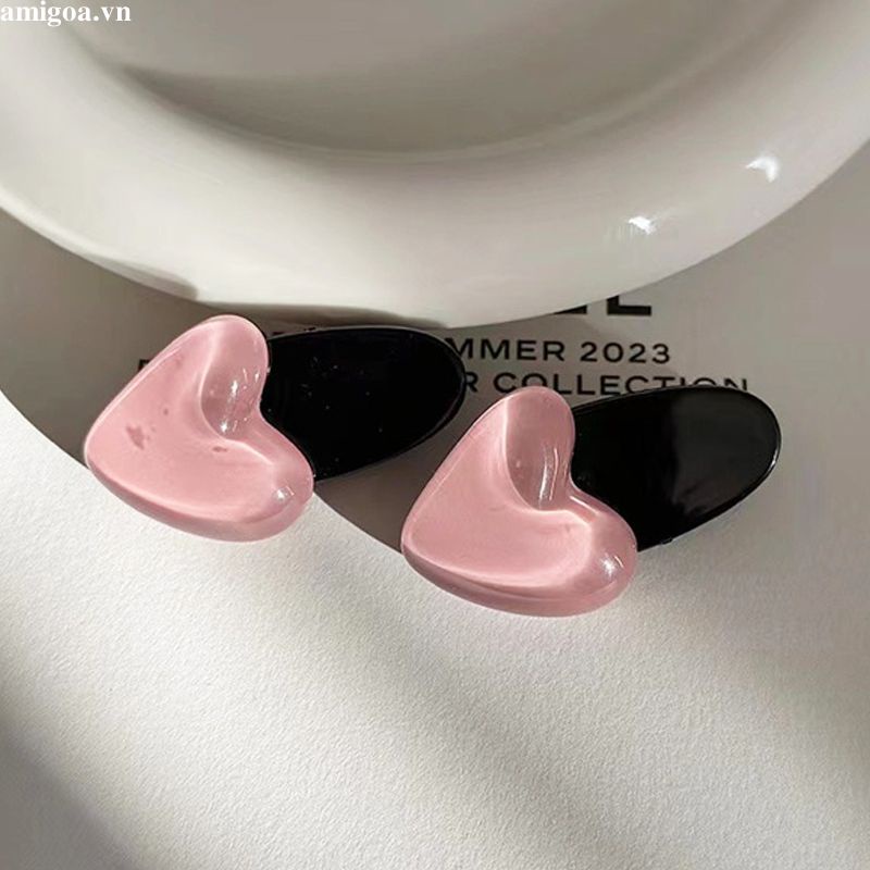 ✨✨Kẹp Tóc Trái Tim Màu Hồng Dễ Thương Cho Nữ