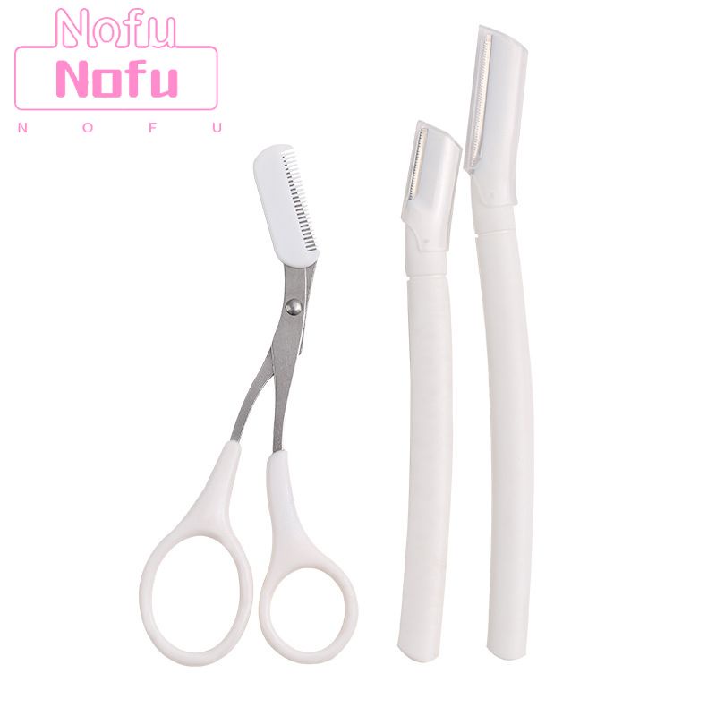 NOFU@Dao cạo lông mày màu trắng trong suốt an toàn dành cho người mới bắt đầu