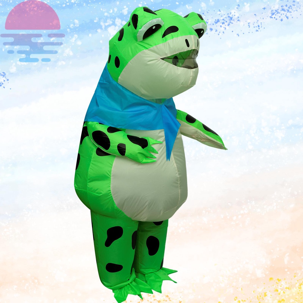 Bộ Áo Liền Quần Bơm Hơi Chống Thấm Nước Hình Ếch Xanh Hoạt Hình Vui Nhộn shopskc3041