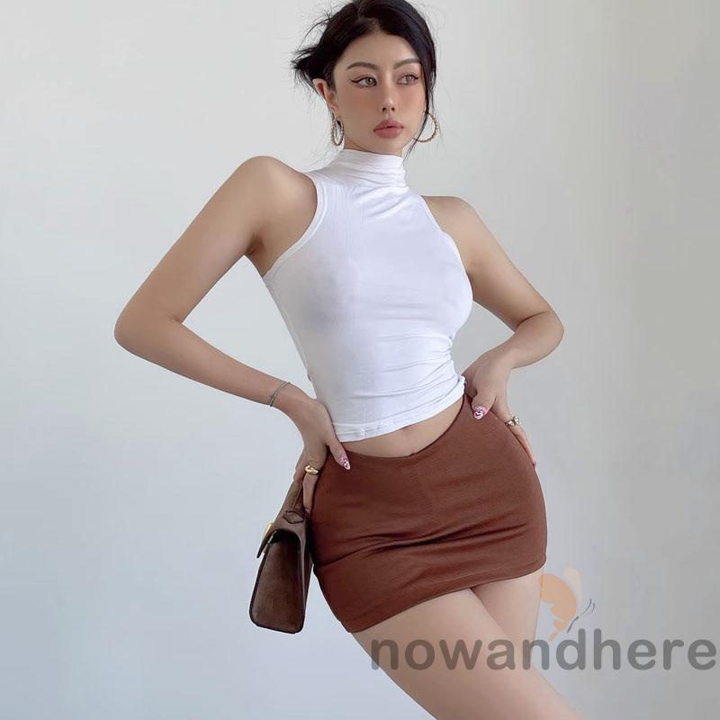 Váy Ngắn Dáng Ôm Chữ v Lưng Thấp Màu Trơn Thời Trang Mùa Hè Cho Nữ