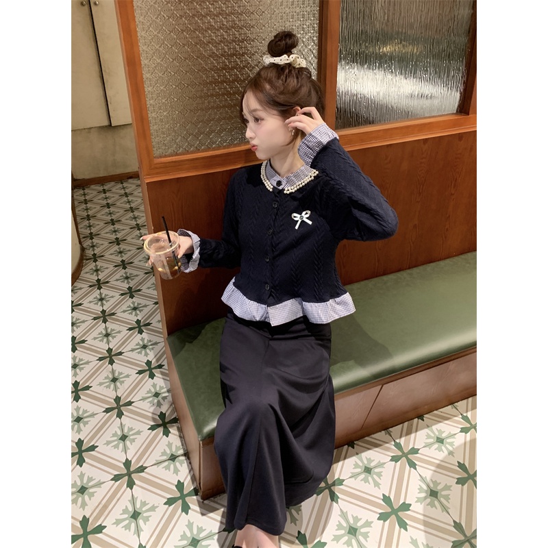 Áo Khoác cardigan Giả Hai Lớp Tay Dài Dáng Ôm Thời Trang Mùa Thu Cho Nữ