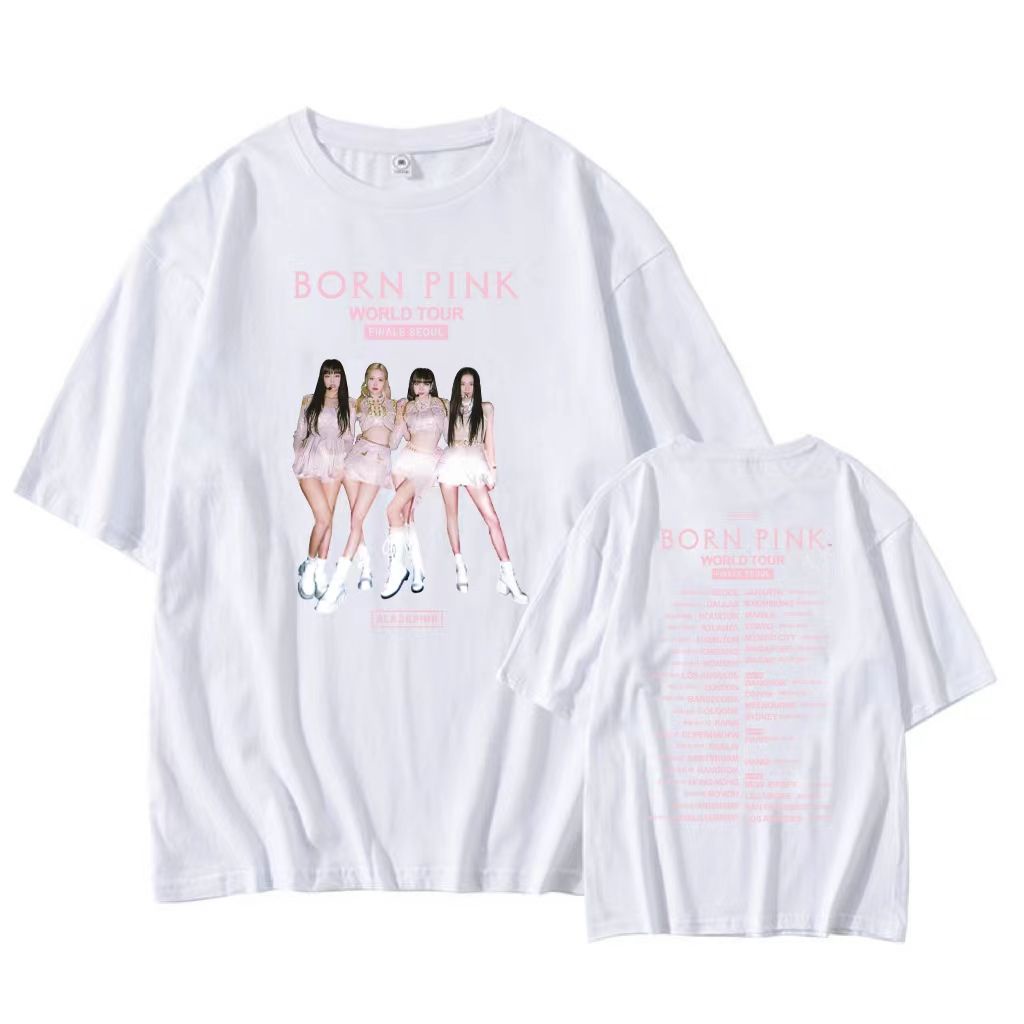 Áo Croptop cotton Tay Ngắn Dáng Rộng In Hình jennie rose jisoo lisa Nhóm blackpink 2023 Thời Trang Hàn Quốc Cho Nữ