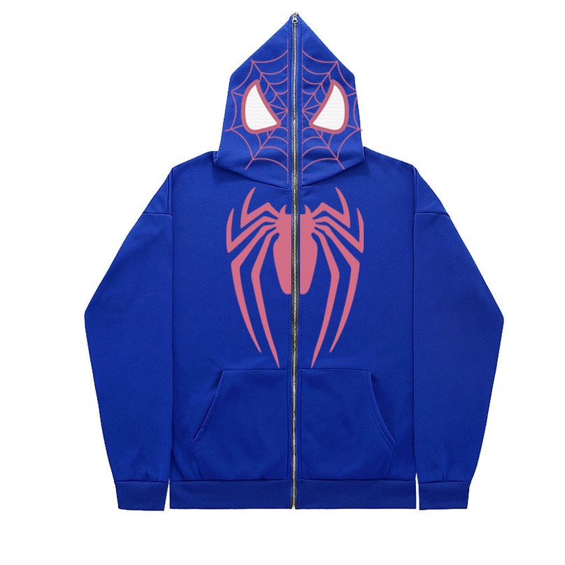 Áo Khoác hoodie Có Khóa Kéo In Hình Nhện Phong Cách Hiphop Thời Trang Đường Phố Mới 2023