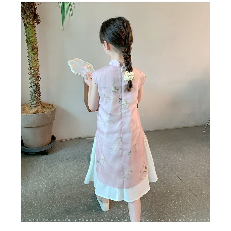 Đầm Sườn Xám qipao Không Tay Phong Cách Trung Hoa Mẫu Mới 2023 Thời Trang Mùa Hè Cho Bé Gái