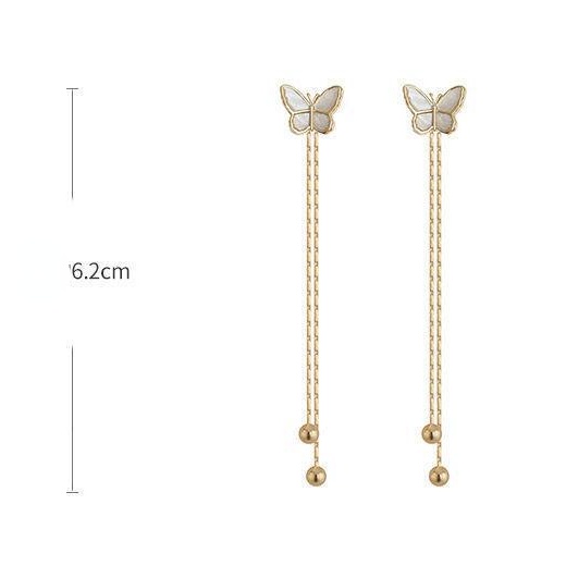 Mới Bông Tai Dáng Dài Hình Bướm Phối Tua Rua Thời Trang Cho Nữ jp7