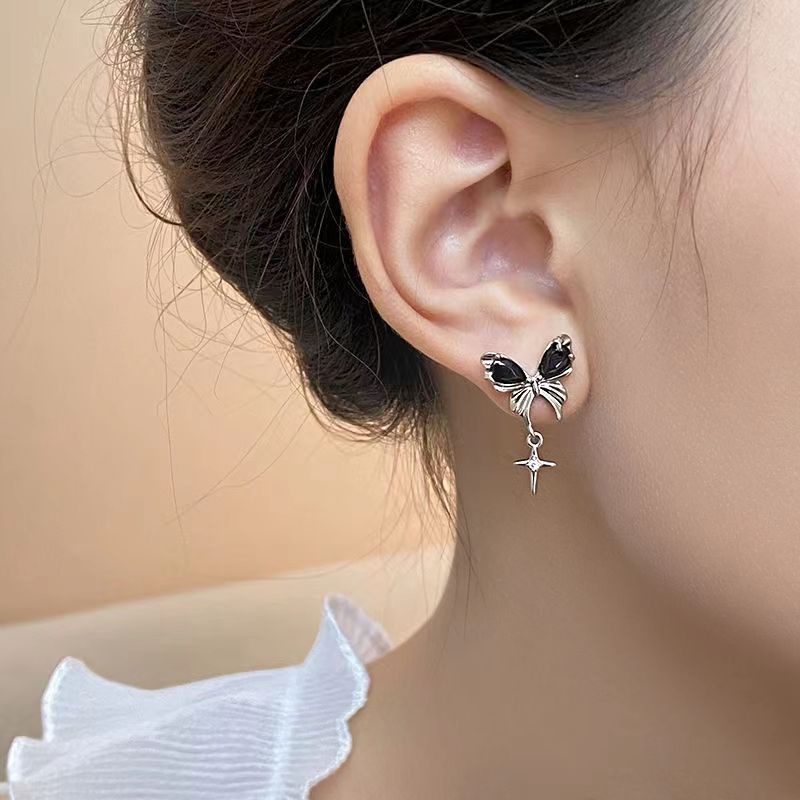 Khuyên Tai Hình Bướm Đen Phong Cách punk Ngọt Ngào Cho Nữ