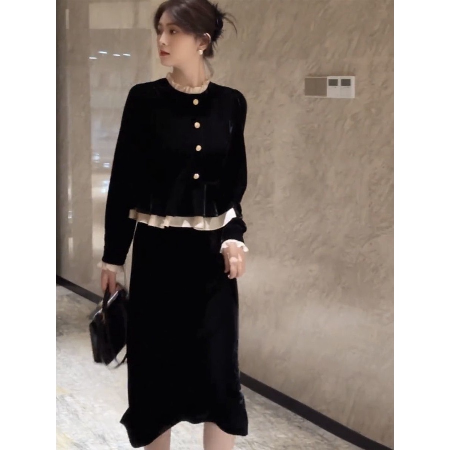 Đầm Ren Giả Hai Mảnh Eo Cao Vừa Phải Phong Cách Zhiyun Mùa Thu