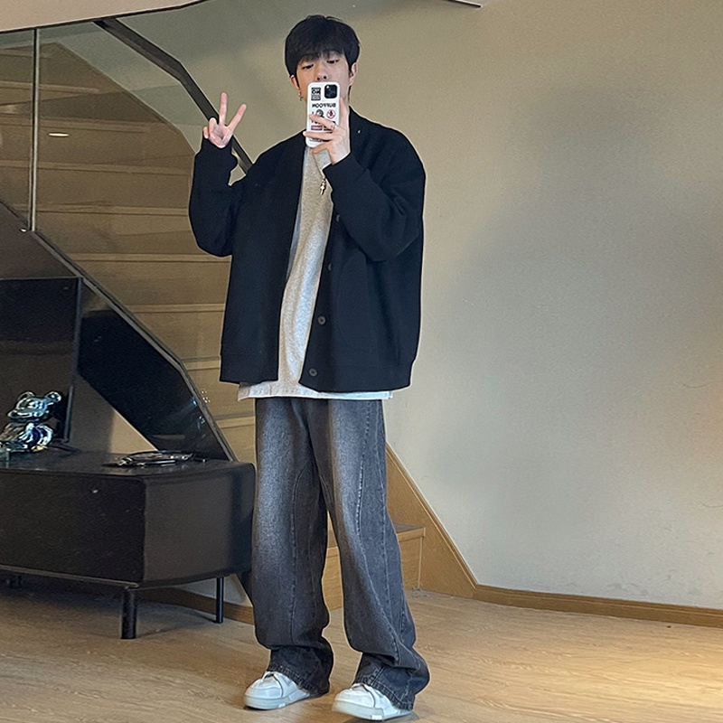 Áo Khoác Bóng Chày Dài Tay Phong Cách Hàn Quốc Thời Trang Thu Đông Đơn Giản Dành Cho Nam