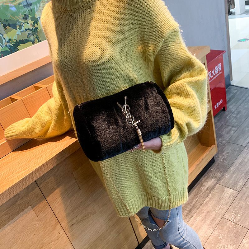 Túi Đeo Vai Hình Vuông Phủ Lông Phong Cách Hàn Quốc Dễ Thương Thời Trang Cho Nữ