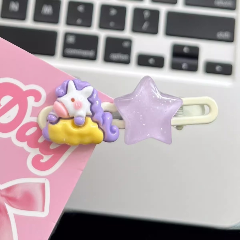 Dễ Thương Kẹp Tóc Hình Kỳ Lân / Ngôi Sao / Đám Mây Bằng acrylic / Kim Loại Thời Trang Cho Bé Gái