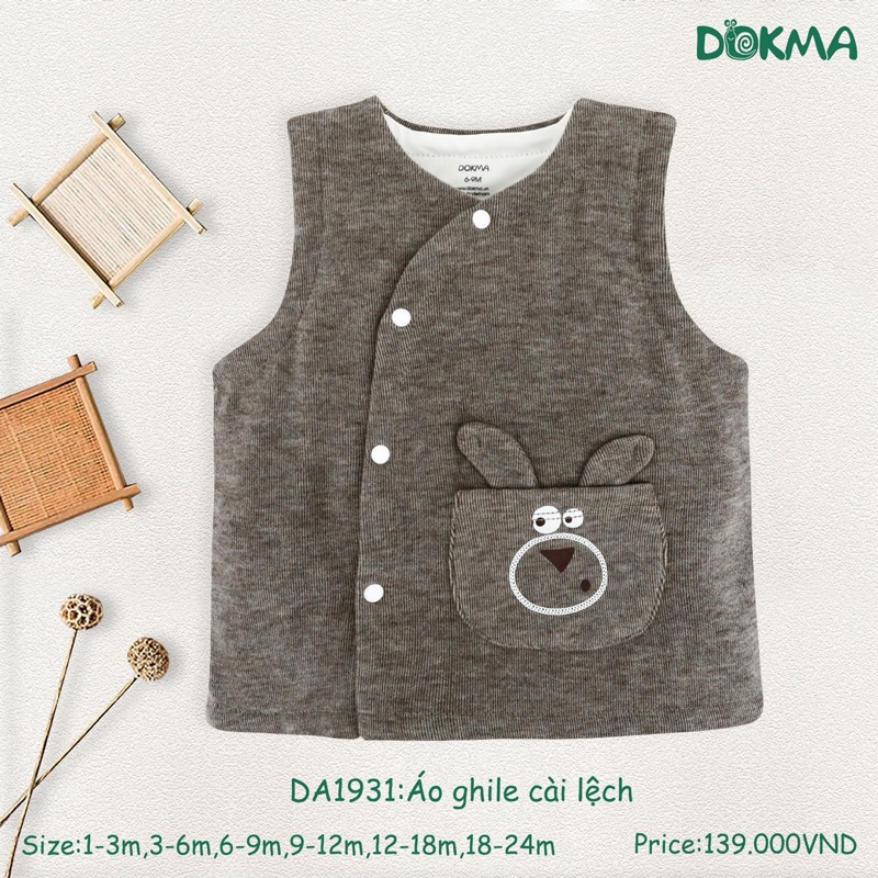 Áo gile nỉ dày DOKMA - da1931 size 3m đến 24m