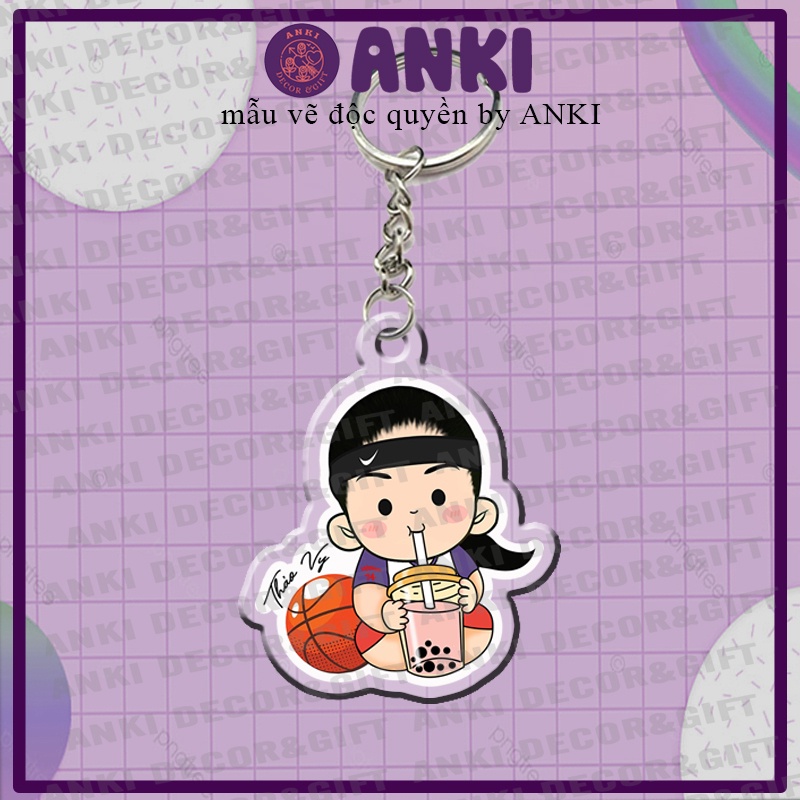 Móc khóa TRƯƠNG TWINS, cặp đôi bóng rổ chibi dễ thương, móc khóa in hình viền mica trong suốt, quà tặng lưu niệm