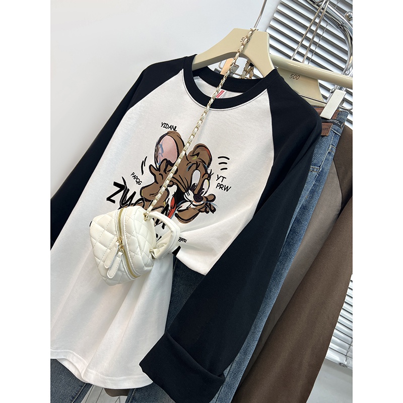 NRVP Áo Thun 100% cotton Tay Dài Dáng Rộng In Hình Trẻ Em Thời Trang Hàn Quốc 2024