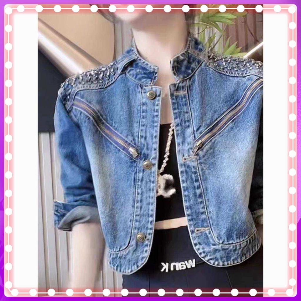 Áo Khoác denim Ngắn Phong Cách Châu Âu Thời Trang Xuân Thu Mới 2023