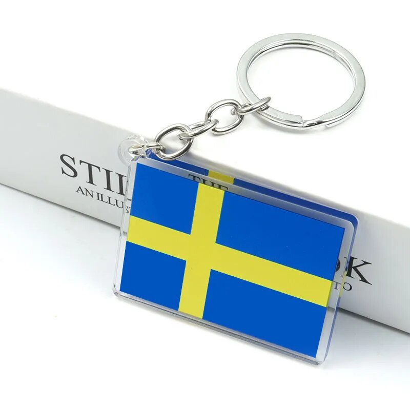 Móc khóa National Flag Cờ các quốc gia The United States,Russia,Spain,Germany,Brazil Phụ kiện trang trí túi xách Balo