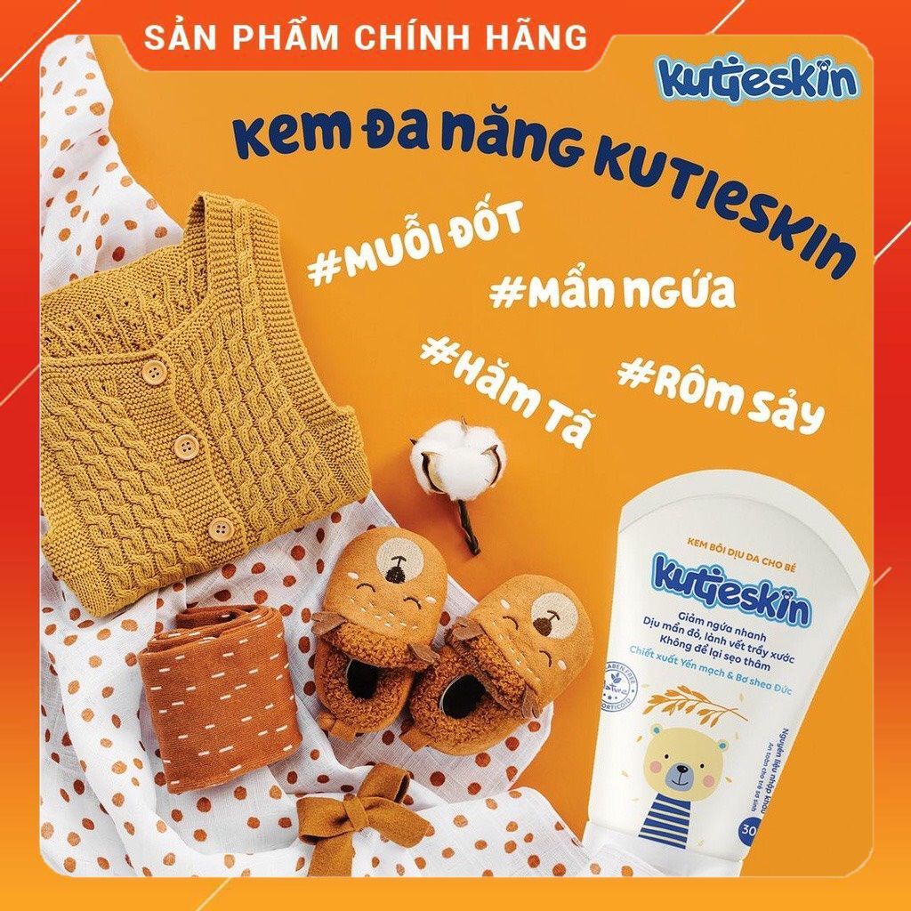 KUTIESKIN Kem bôi da tự nhiên chăm sóc làn da bé, Kem chàm sữa
