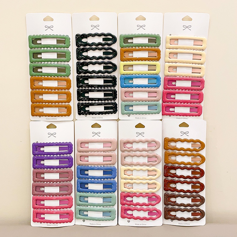 Set 6 Kẹp Tóc Màu Kẹo Gợn Sóng Thời Trang Mới Cho Trẻ Em