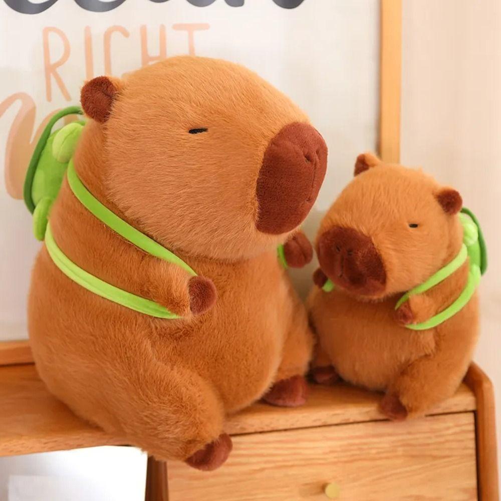 Mmluck capybara Đồ Chơi Búp Bê Nhồi Bông Vải capybara Hình Chú Rùa Đội Mũ Lưỡi Liềm Dễ Thương Trang Trí Nhà Cửa