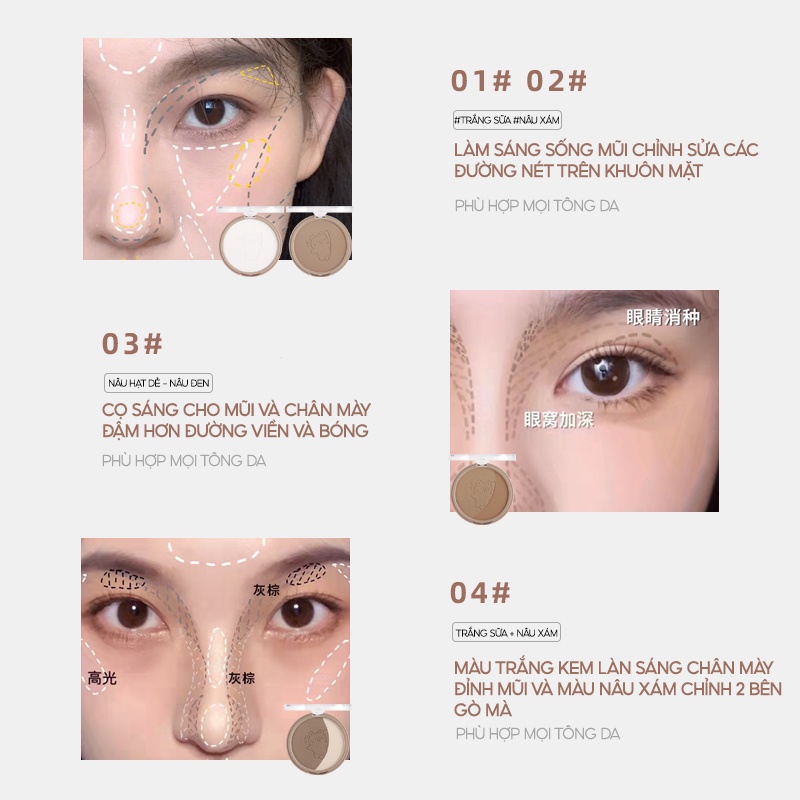 Phấn Tạo Khối Bắt Sáng XIXI 2 Màu Mịn Màng Tạo Hiệu Ứng Tự Nhiên Hài Hòa Dễ Tán Đều Màu 6.8g KUROMI