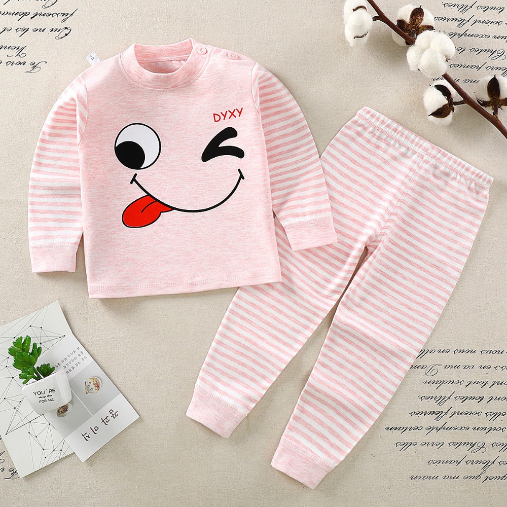 Bộ Đồ Ngủ Vải cotton Lưng Cao Thời Trang Xuân Thu Cho Bé