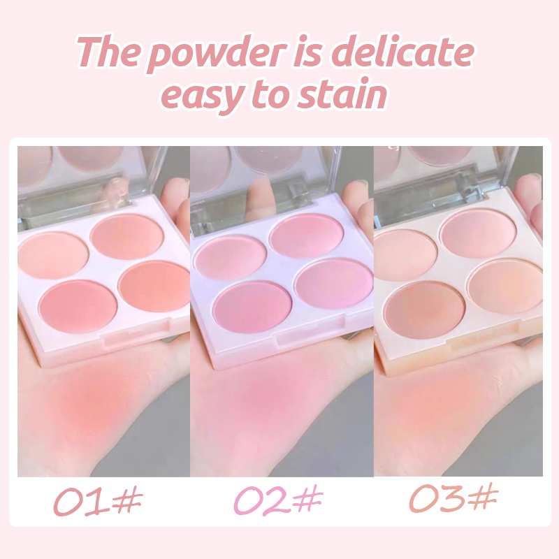 Derf Bảng Phấn Má Hồng 4 Màu Tự Nhiên Làm Sáng Da Chống Thấm Nước